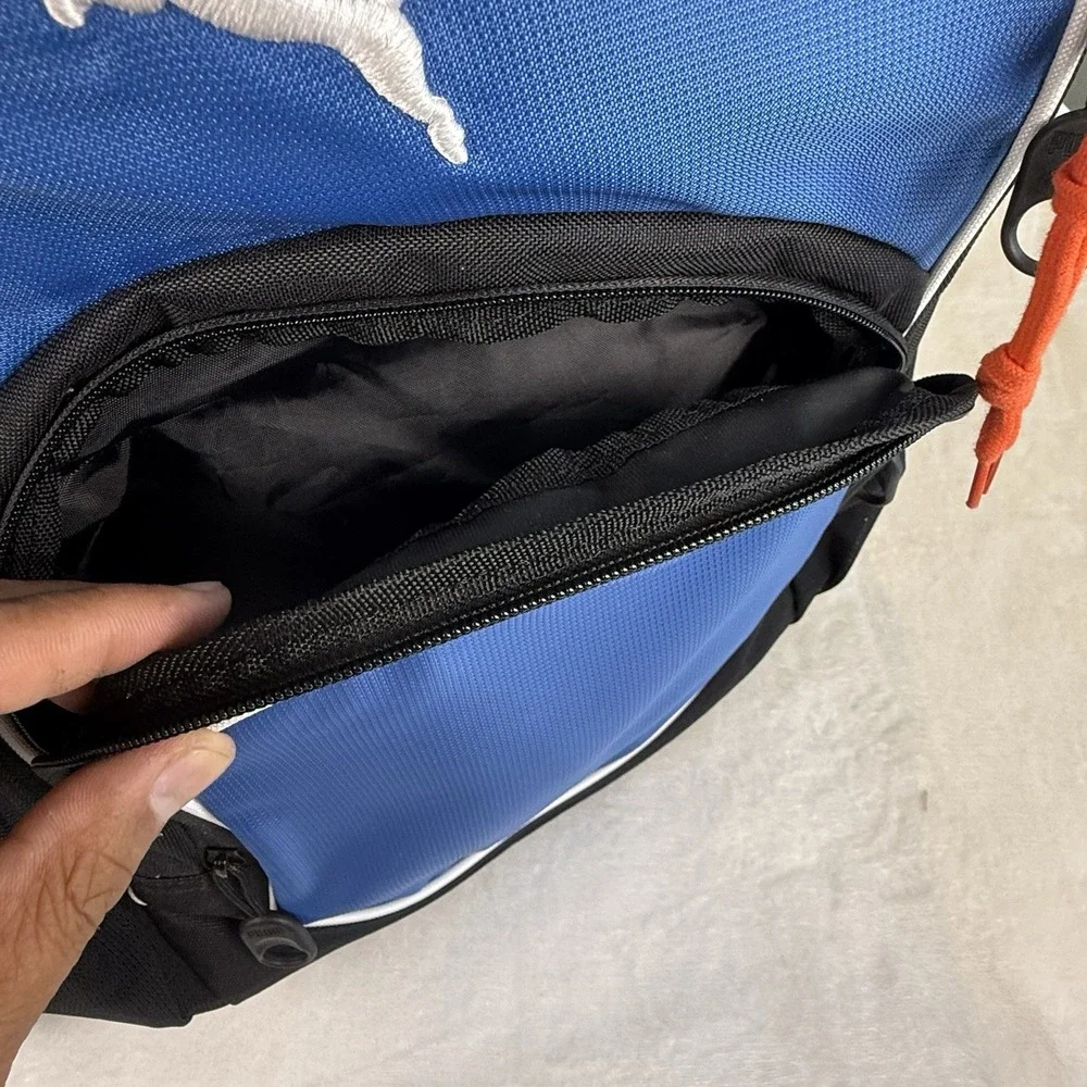 PUMA Backpack Blue Black White Multi Pocket Padded School Sport Travel Bag